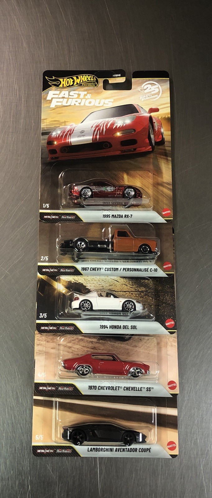 2026 HOT WHEELS 25 YEARS OF FAST & FURIOUS ( SET OF 5 ) CHEVELLE SS LAMBORGHINI