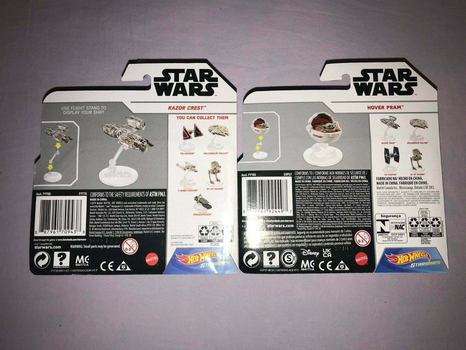 Hot Wheels Star Wars STARSHIPS THE CHILD HOVER PRAM & RAZOR CREST MANDALORIAN