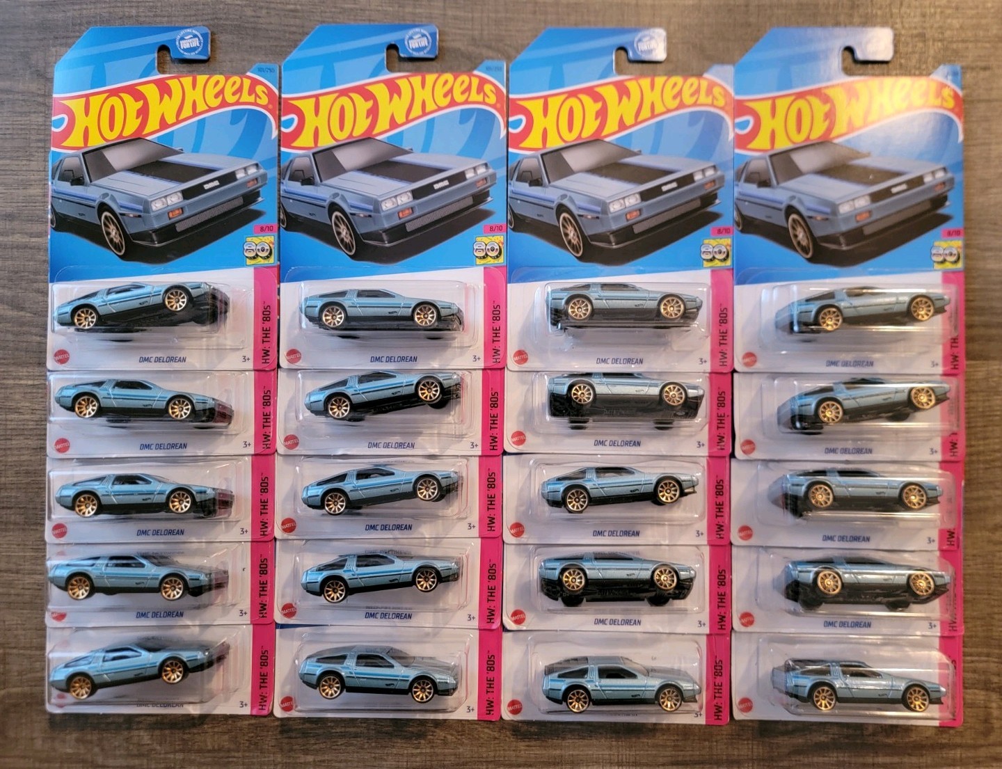 NEW LOT OF 20 2023 Hot Wheels 101/250 “The 80’s” – 8/10 DMC DeLorean LIGHT BLUE