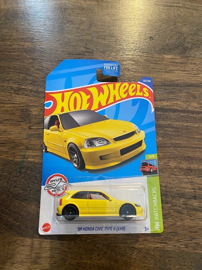 Hot Wheels ’99 Honda Civic Type R EK9 Yellow Hatchbacks 5/5, #125/250