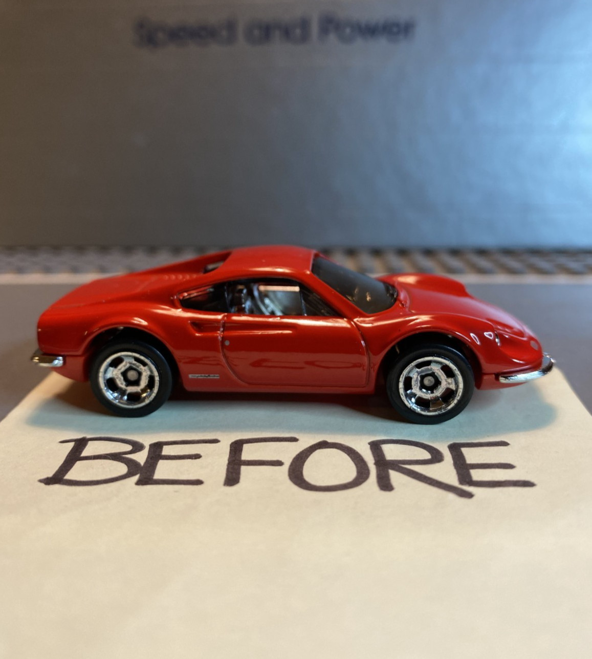 Hot Wheels Ferrari Dino 206GT Red CUSTOM Super Real Riders Wheel Swap