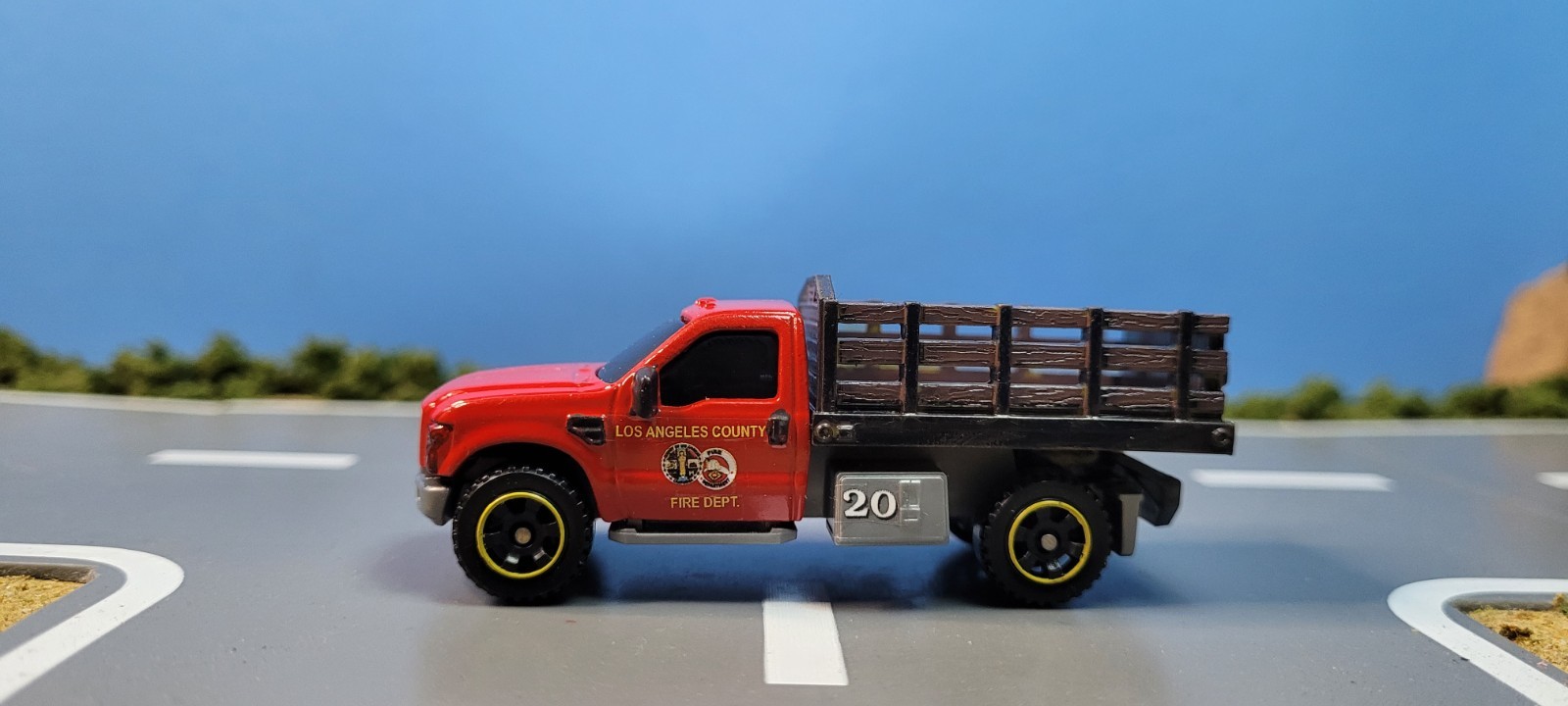 Matchbox custom kitbash fire truck Los Angeles County Fire Dept utility truck