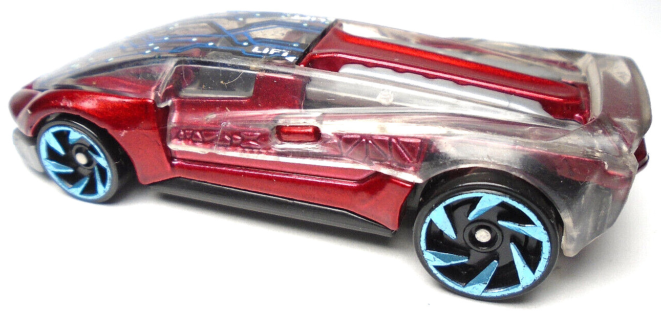 2016 HOT WHEELS EL VIENTO RED 2 7/8″ DIECAST CAR W/ CLEAR & BLUE REMOVABLE TOP