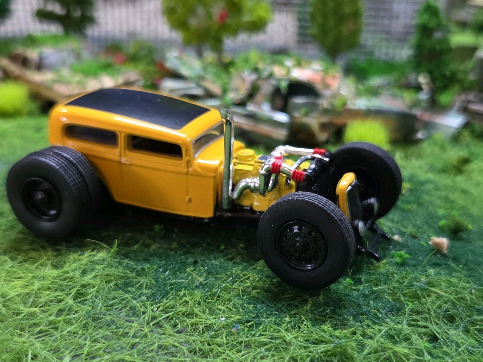 Custom 1:64 street Rat Rod lowered hot FORD chopped panel paddy wagon HotWheels