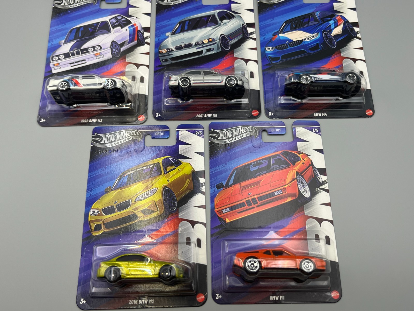 BMW M Cars Hot Wheels: BMW M1, M2, M3, M4 and M5 1/64 scale