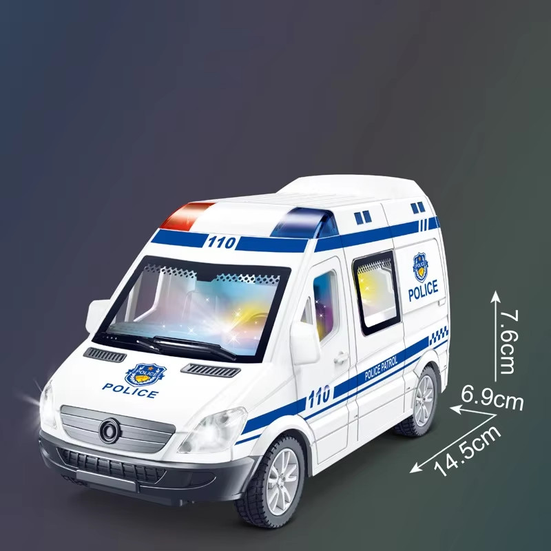 Diecast Mini Emergency Vehicle Model Sound Light Police Fire Ambulance Toy Gift