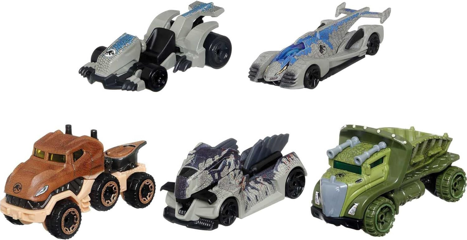 Mattel Hot Wheels Jurassic World Dominion Toy Character Cars Gift 5-Pack 1:64