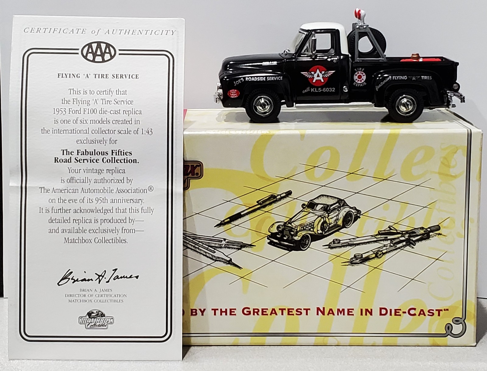 Matchbox 53 1953 Ford F-100 Pickup Truck Flying ‘A’ Tire Service YRS02-M 1:43