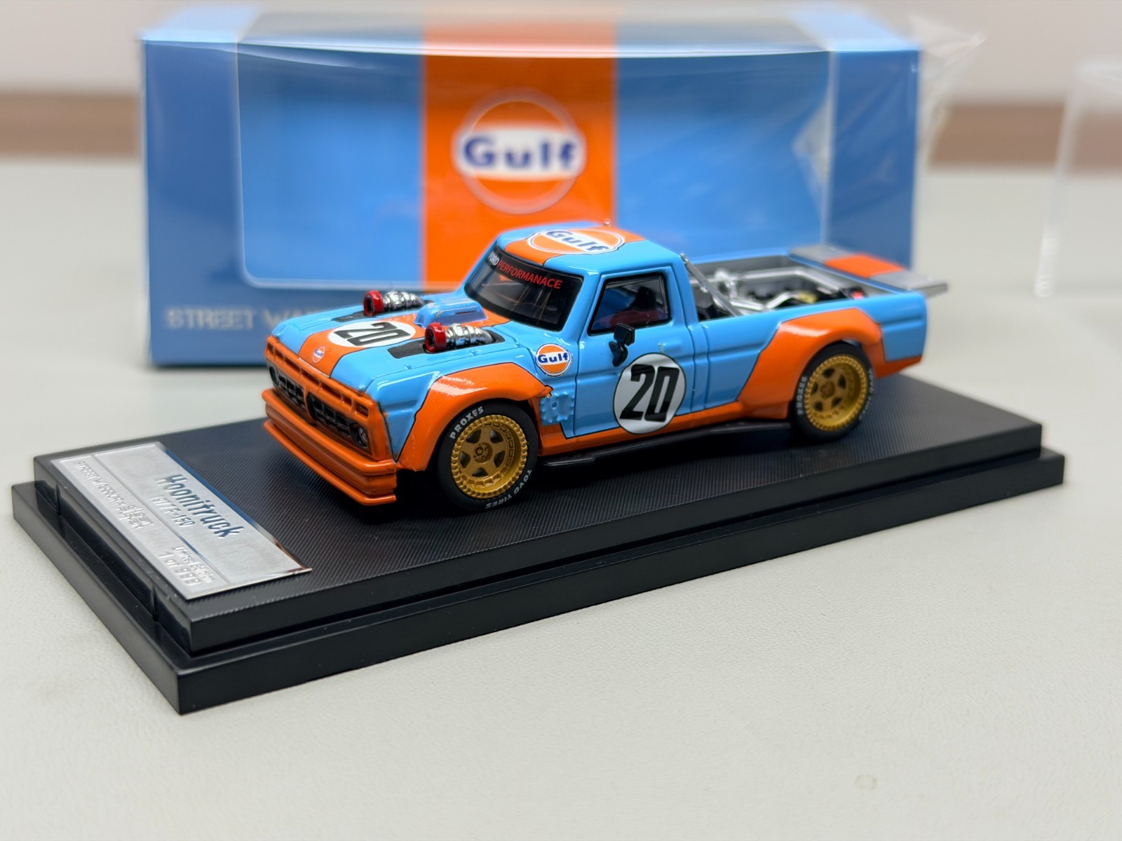 SW 1/64 Ford Mustang Hoonicorn F-150 Pickup Truck Gulf Model Diecast Metal Car