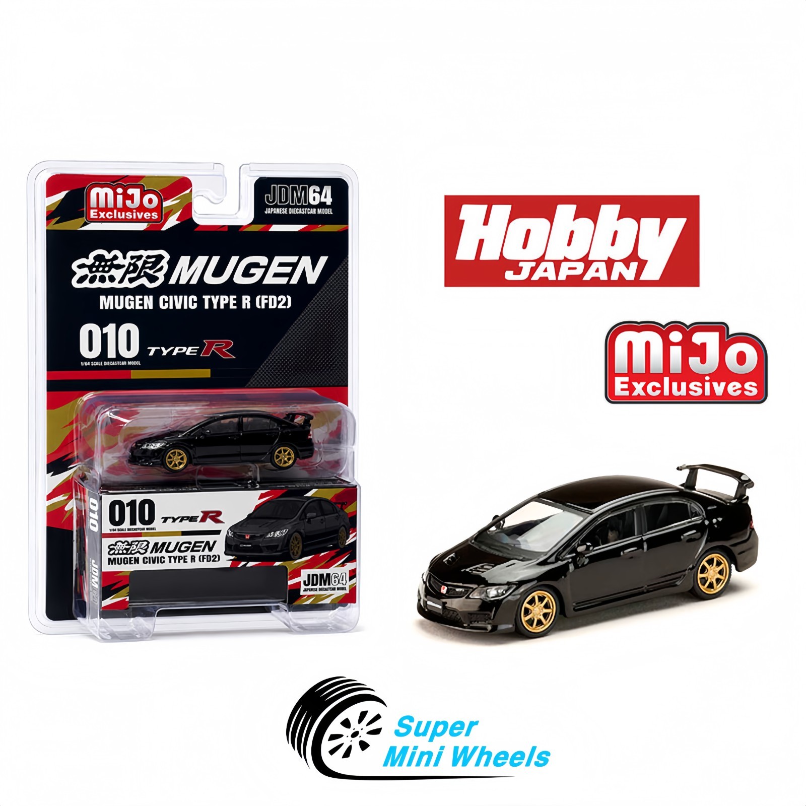Hobby Japan 1:64 Honda Mugen Civic Type R (FD2) – Black – Mijo Exclusives