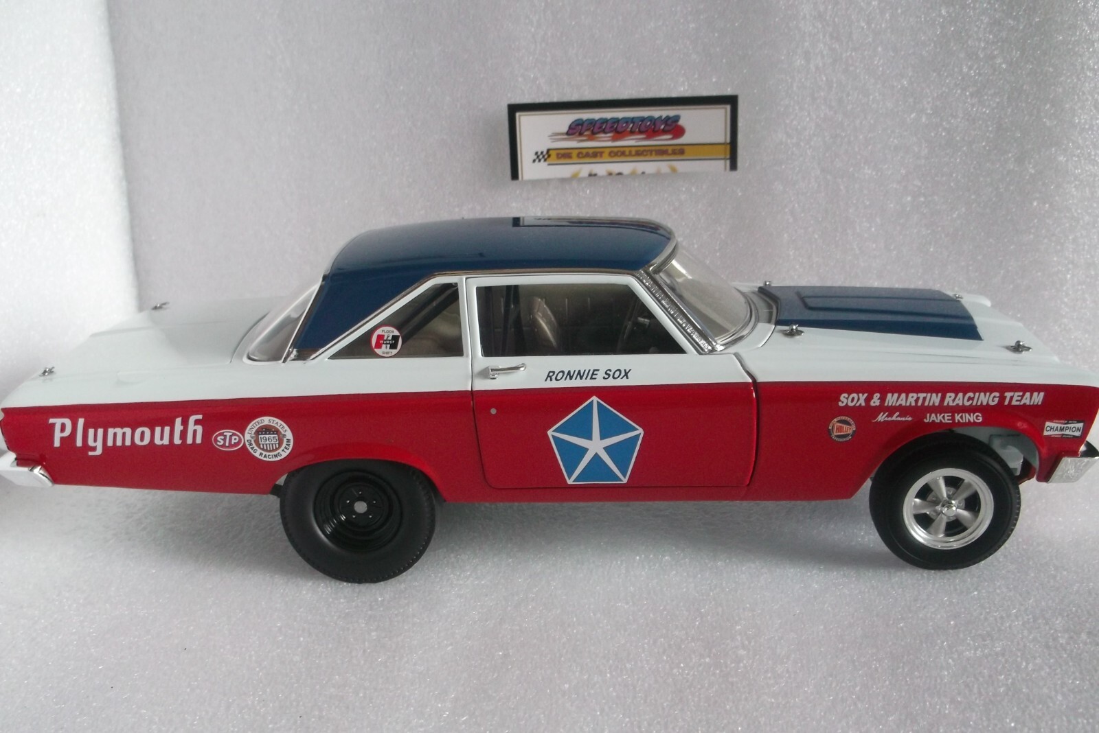 SOX MARTIN 1965 AWB PLYMOUTH BELVEDERE HEMI 1:18 HNRA DRAG RACE CAR ATOMIC ACME