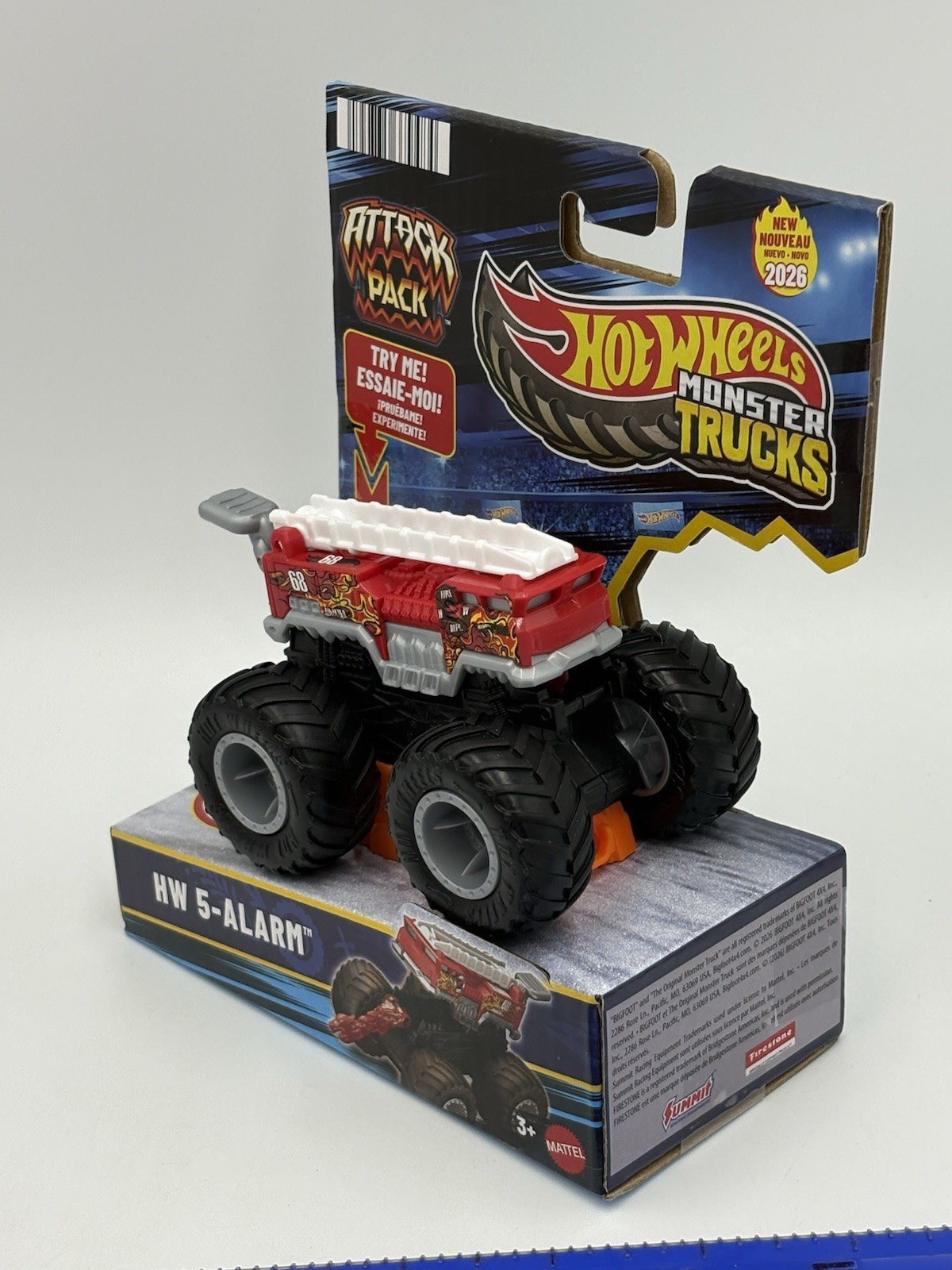 2026 Hot Wheels Monster Trucks Attack Pack HW 5-Alarm Red Fire Truck