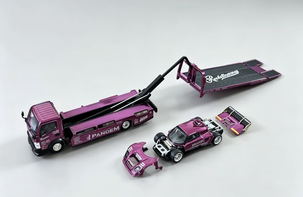 Pop Race 1:64 Pandem Lotus Elise Pandem Truck Box Set Purple Chrome HEC 2026