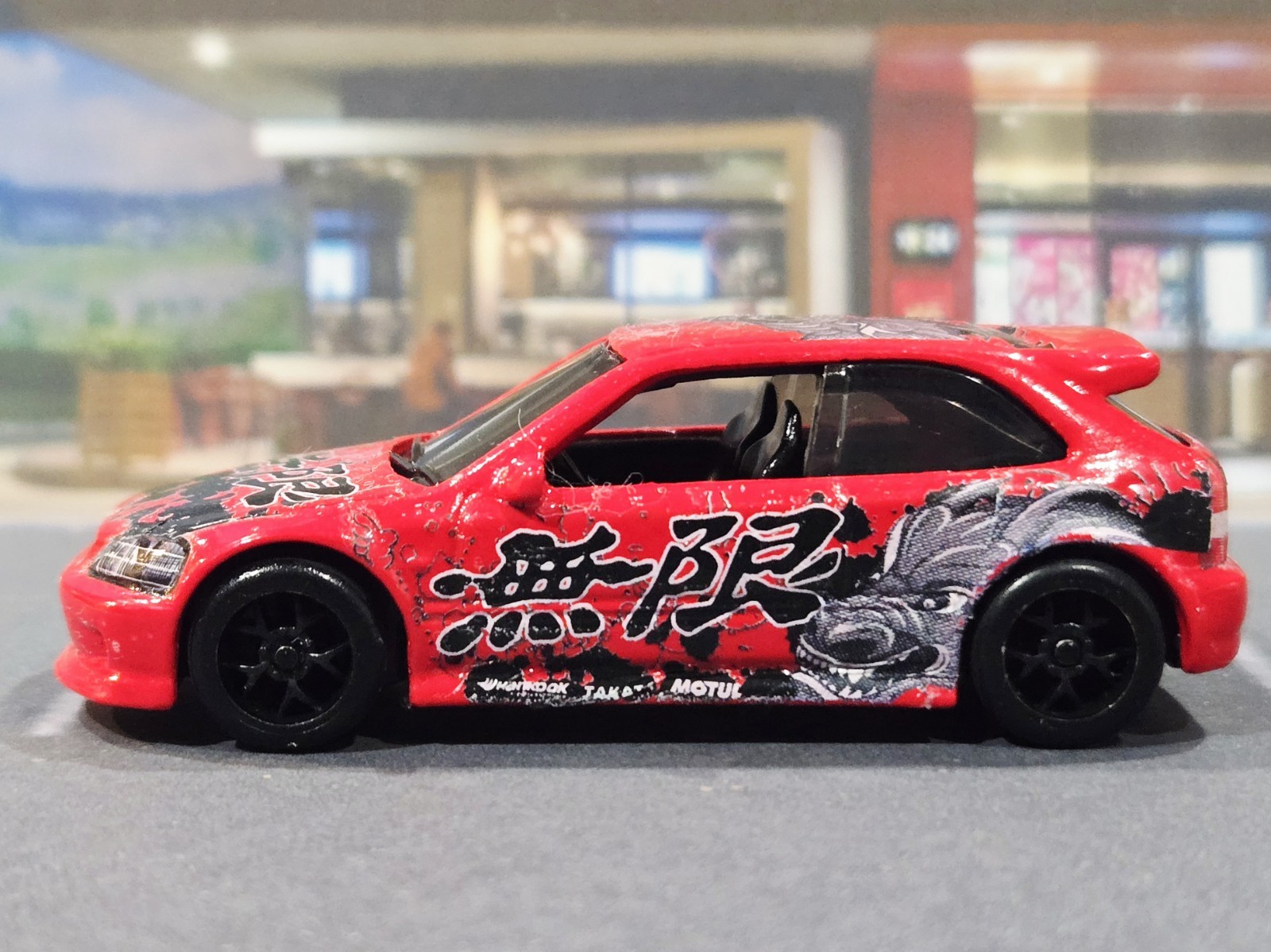😎👍 CUSTOM Hot Wheels ’99 Honda Civic Type R (EK9) New Red Paint Real Riders