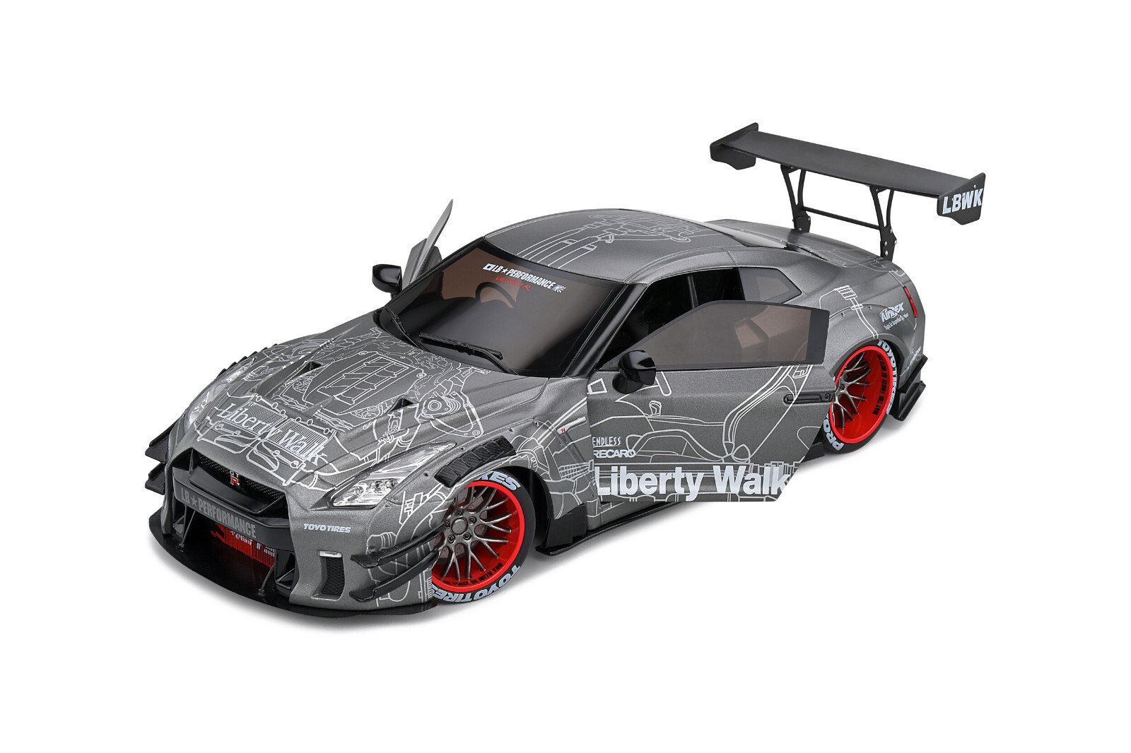2020 Nissan GT-R (R35) W/ Liberty Walk Body Kit 2.0 (S1805810) 1/18 Scale Solido
