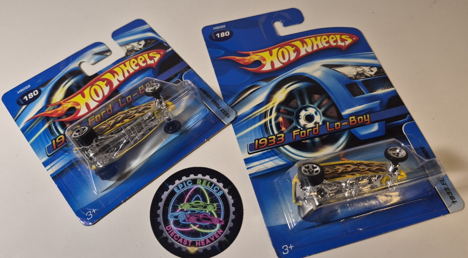 🌟BOTH! HotWheels 2005 1933 Ford Low Boy, Reg & Short Card, 👀 W/ Protector‼️