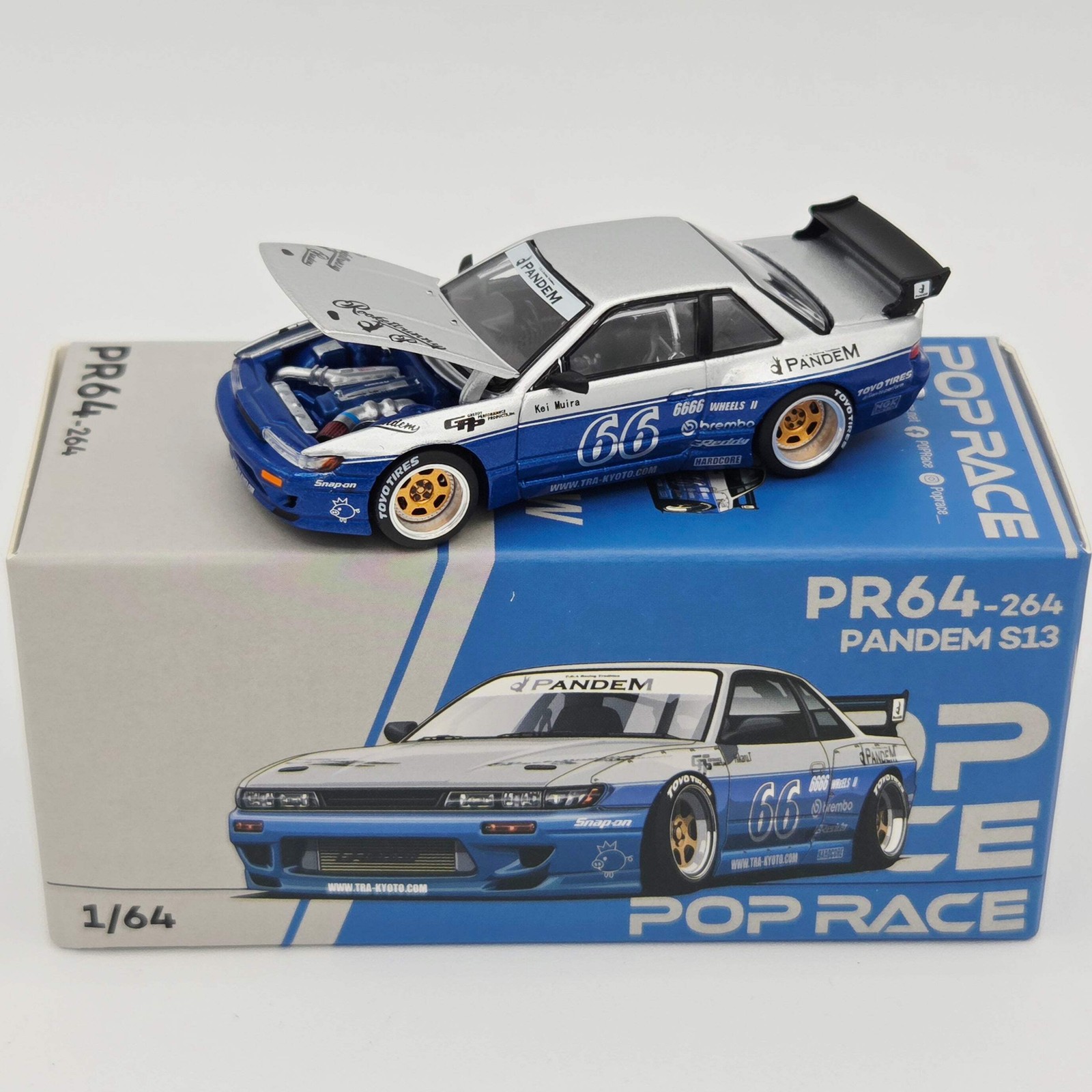 Pop Race Pandem Nissan Silvia S13 – 1:64, Moontech Blue (2026)