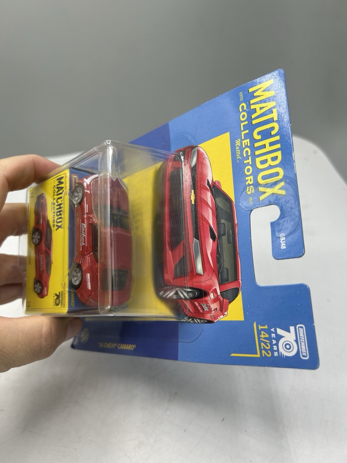 Matchbox Collectors 2023 ’16 Chevy Camaro 14/22 70 Years Edelbrock Red HLJ61