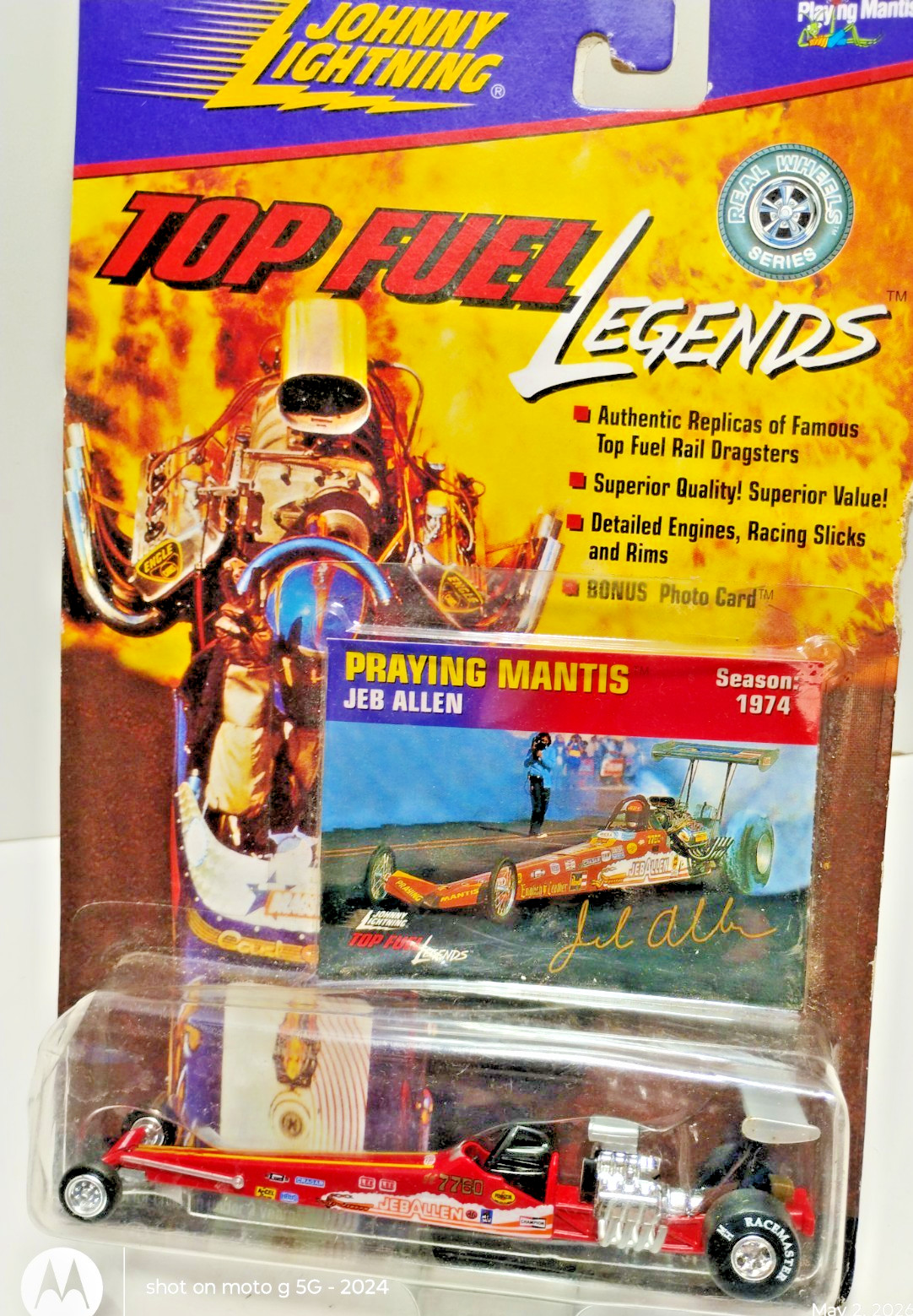 JOHNNY LIGHTNING,TOP FUEL-LEGENDS,PRAYING MANTIS,CAR & CARD JEB ALLEN 1974 (G2