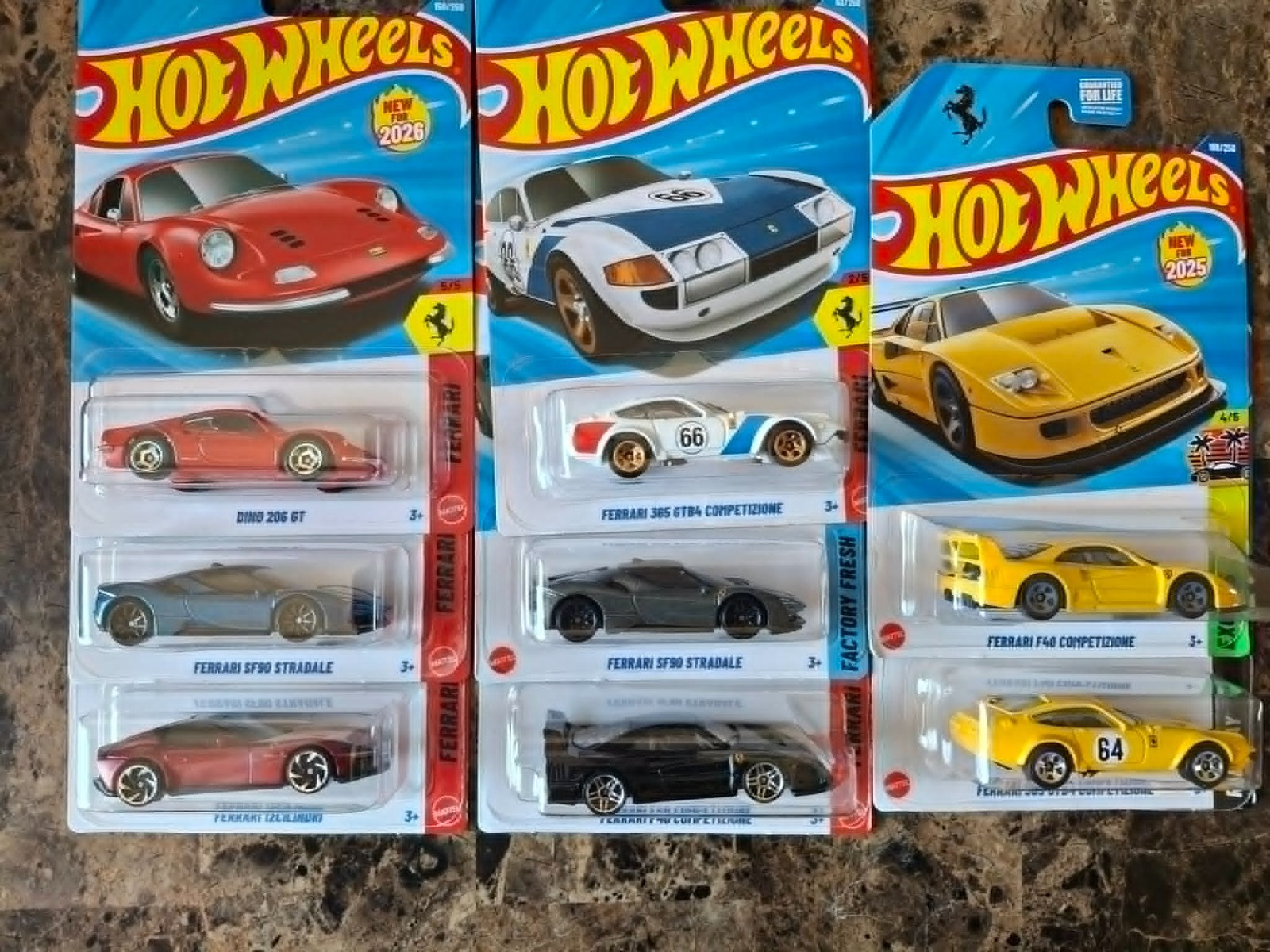 Hot Wheels Ferrari Lot of 72 in Case: Stradale/Competizione/Dino/GTB4/12Cilindri