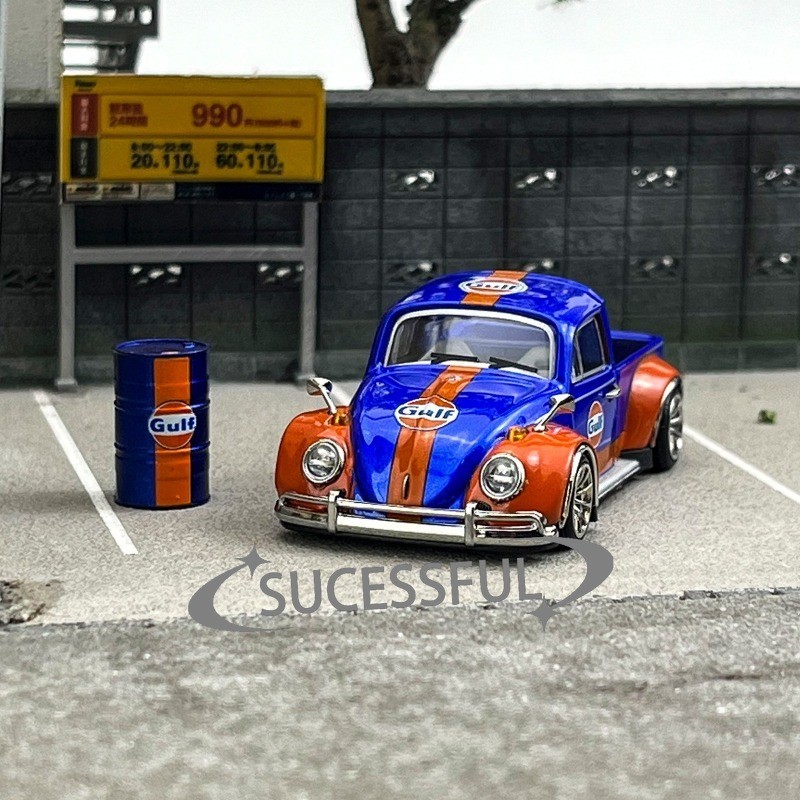 1:64 Volkswagen Beetle Pickup Gulf Livery Alloy Diecast Car Model In Stock