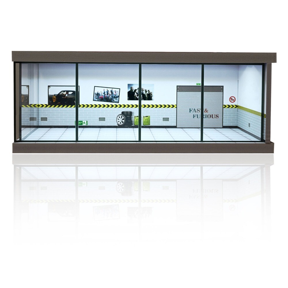 Diorama 1/64 Car Garage Model Lights City Car Showroom Scene Display Model Gifts