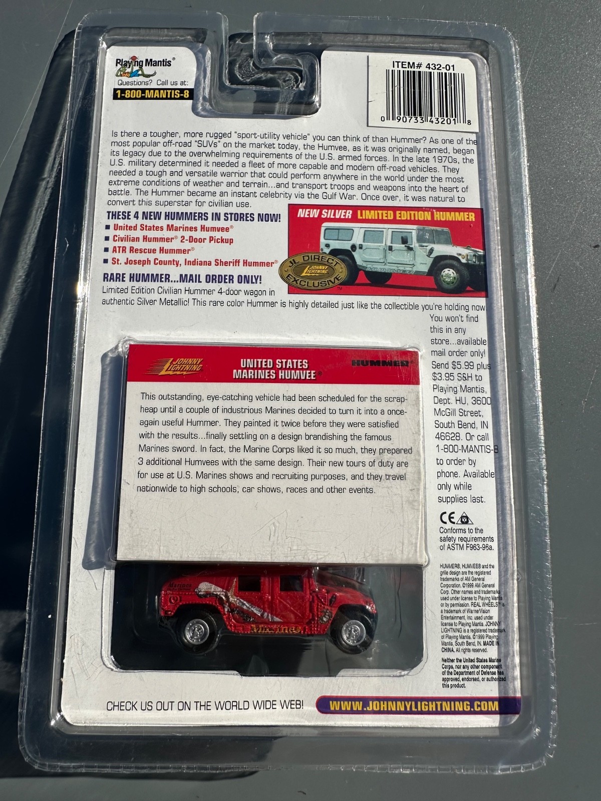NEW Johnny Lightning Hummer United States Marines Humvee Red 🔥F NOS