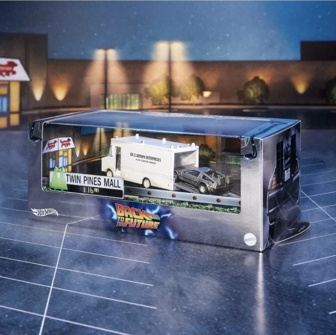 SDCC 2025 Hot Wheels Back To The Future 40th Anniversary Set Exclusive DeLorean