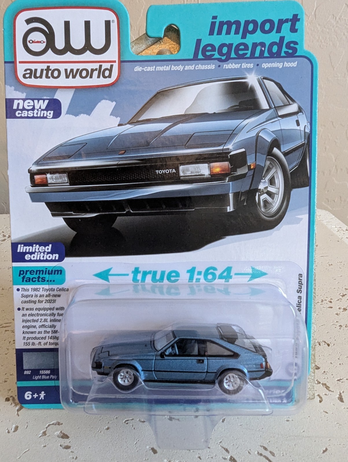Auto World 1/64 2023 Import Legends 1982 Toyota Celica Supra Light Blue Poly MOC