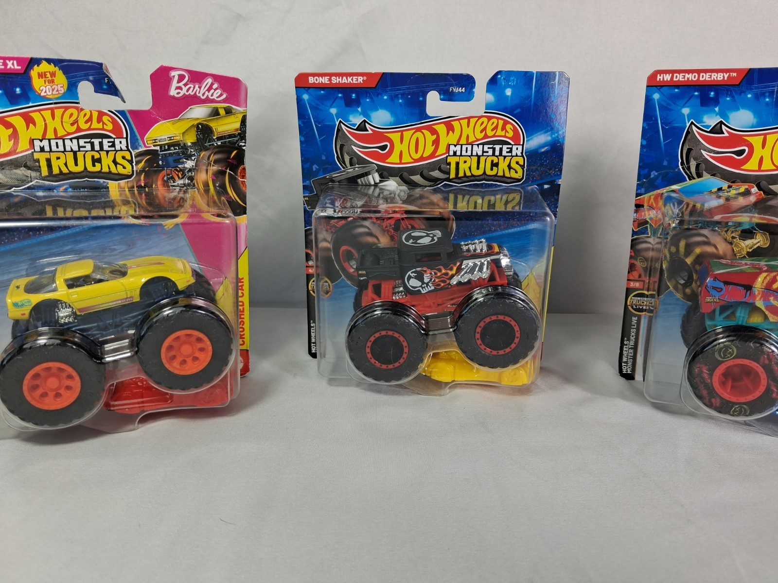 Hot Wheels Monster Trucks Lot of 5 Bone Shaker Totaled Barbie Corvette XL Night