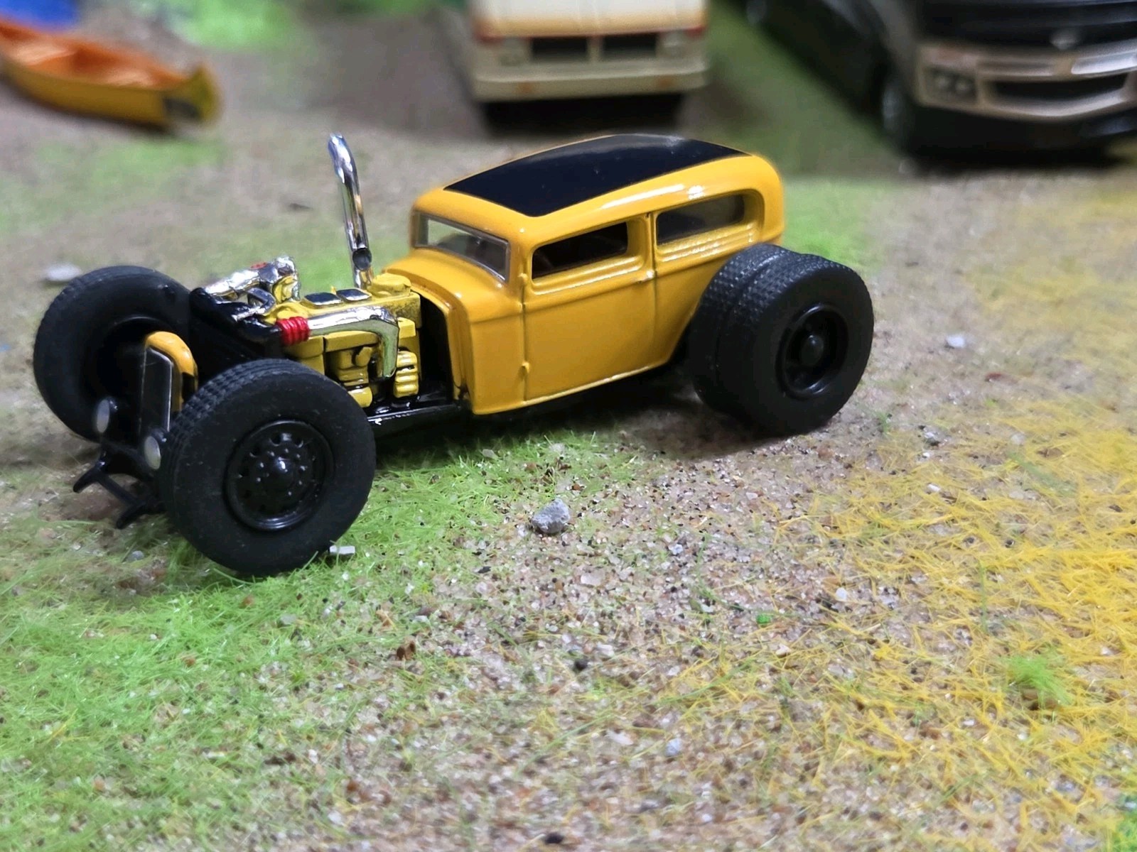 Custom 1:64 street Rat Rod lowered hot FORD chopped panel paddy wagon HotWheels
