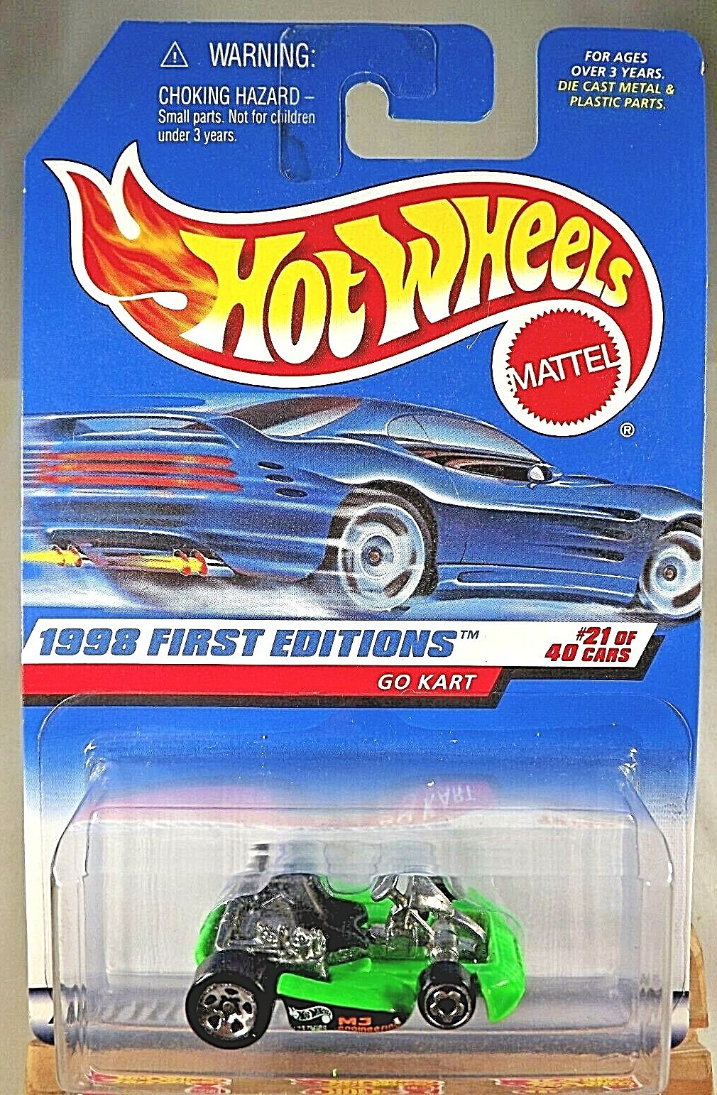 1998 Hot Wheels #651 First Editions 21/40 GO KART Green w/Chrome 5 Sp-Front MW