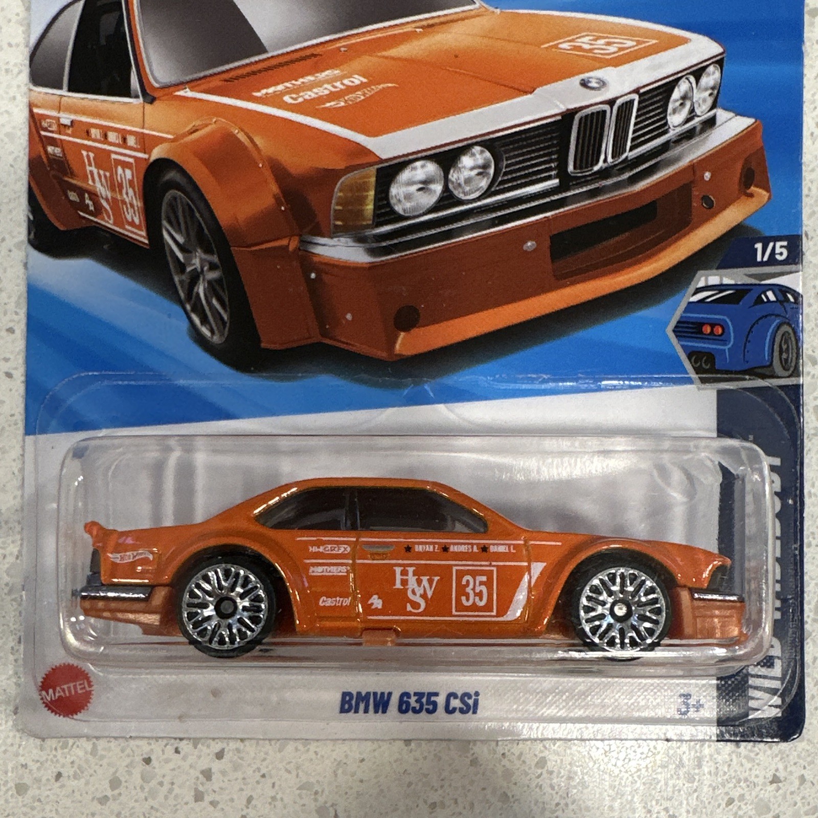 BMW 635 CSi 185/250 Hot Wheels 2025 JBB84 Wild Widebody 1/5 orange