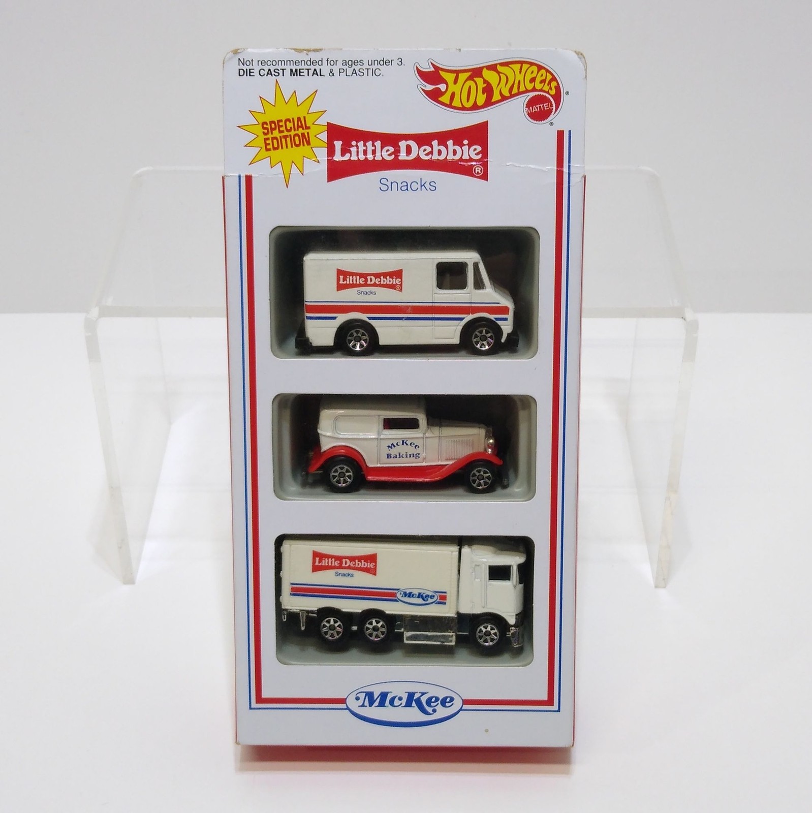 Hot Wheels Little Debbie Snacks Series 1 – 1995 3 Pack McKee 7 Spoke Wheels RARE