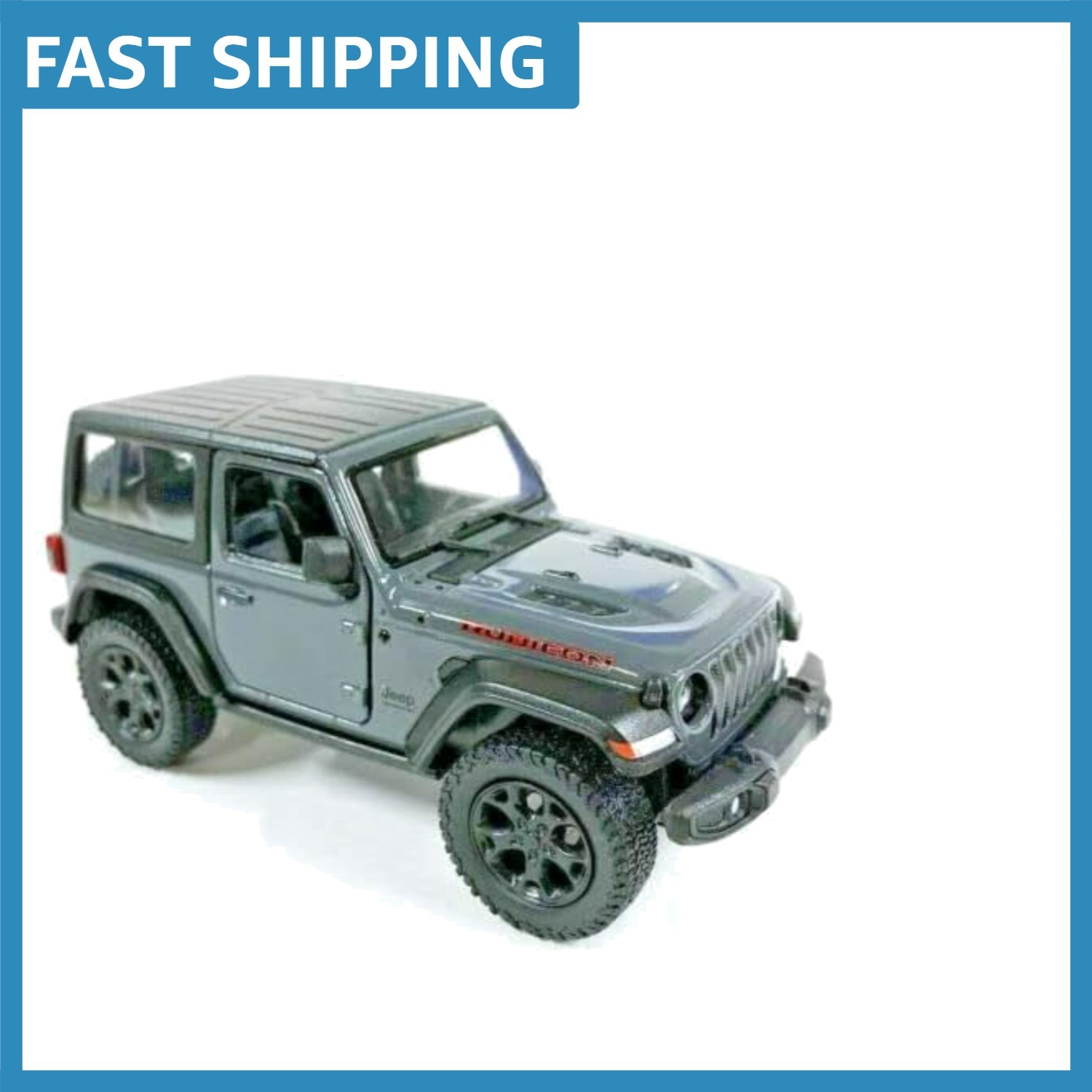 Durable 1:34 Scale Jeep Wrangler Rubicon Pullback Action Toy Car – Grey Hard Top