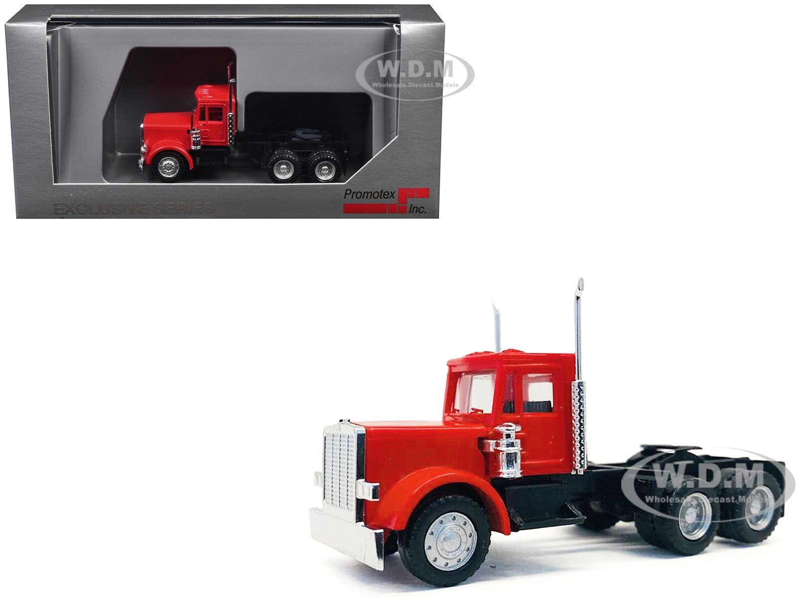 PETERBILT SHORT DAY CAB UPDATED GRILL RED 1/87 (HO) MODEL BY PROMOTEX 015285 R