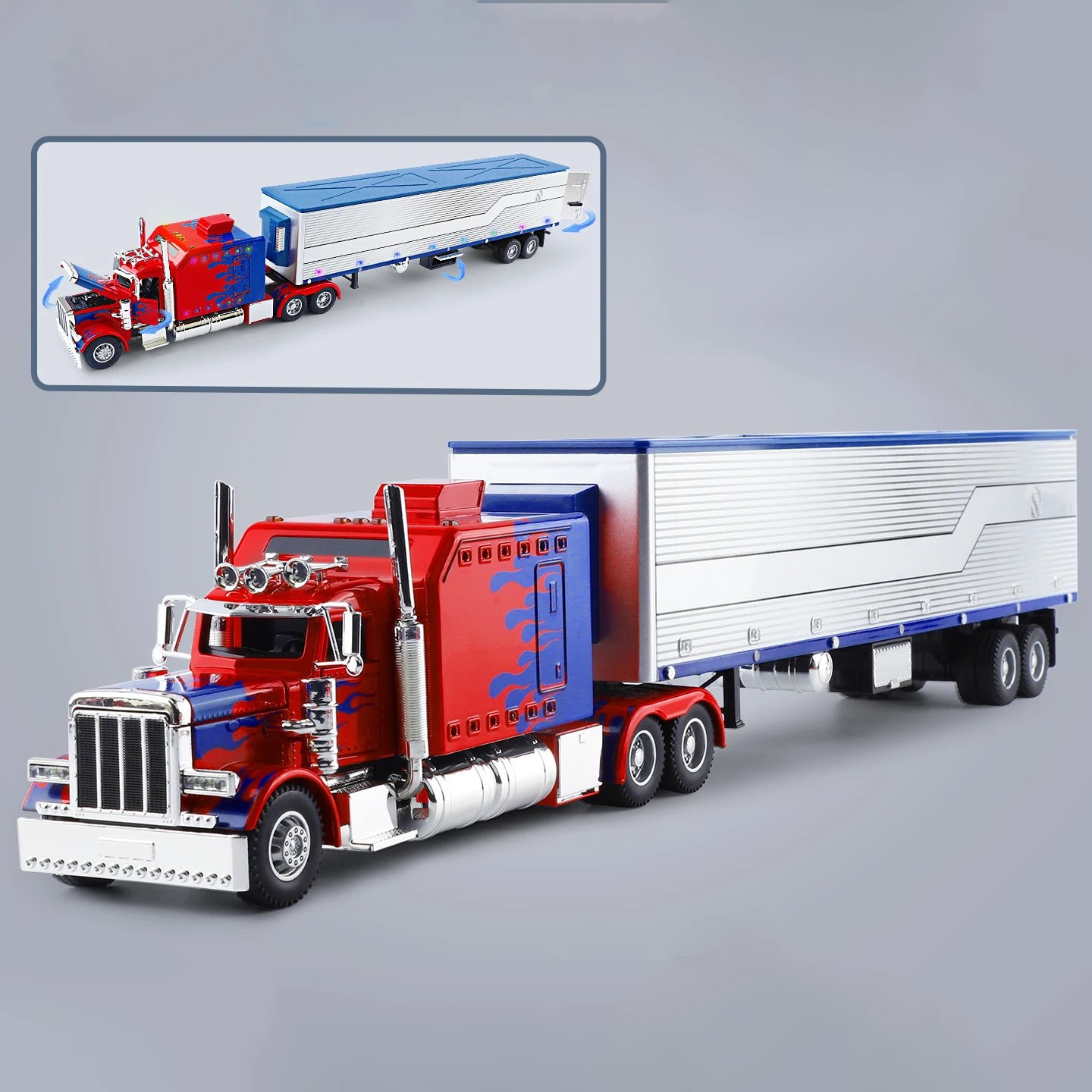 1:24 Peterbilt 389 Alloy Heavy Semi Trailer Truck Head Diecast Container Truck