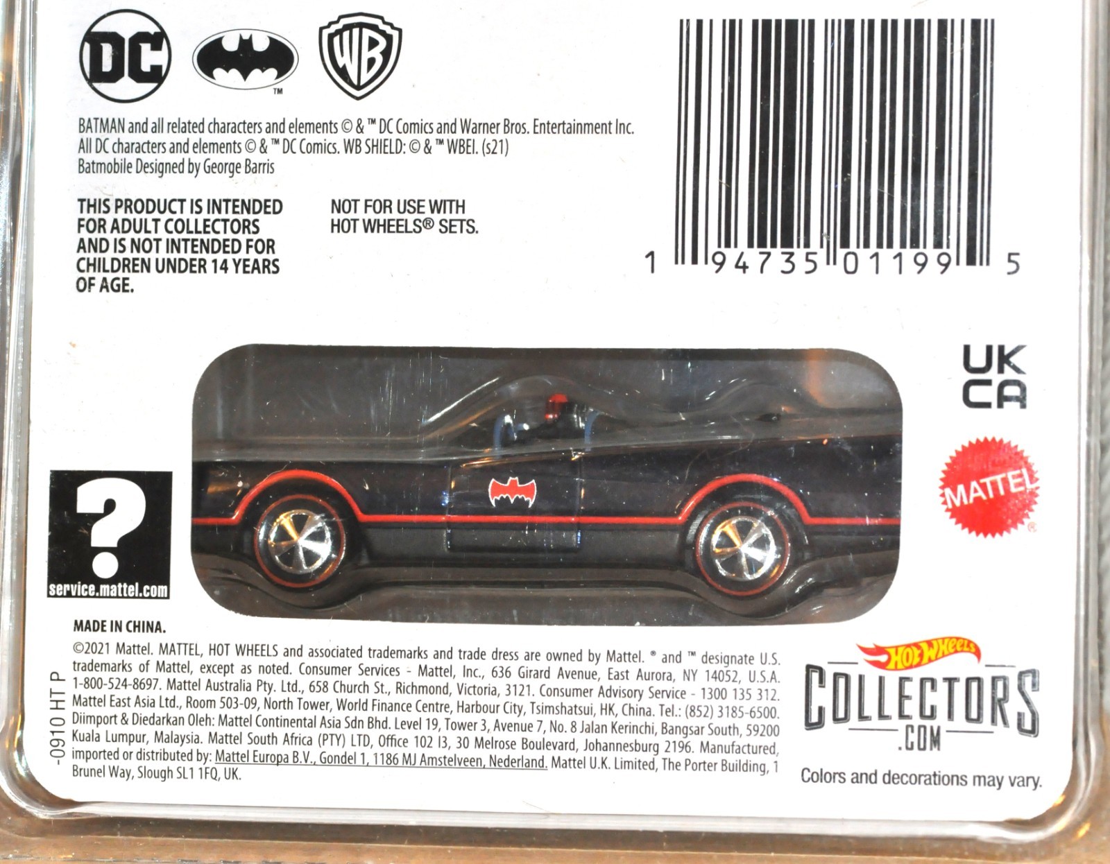 2021 Hot Wheels Collectors RLC Exclusive TV Series Batmobile 1966 Redline Wheels