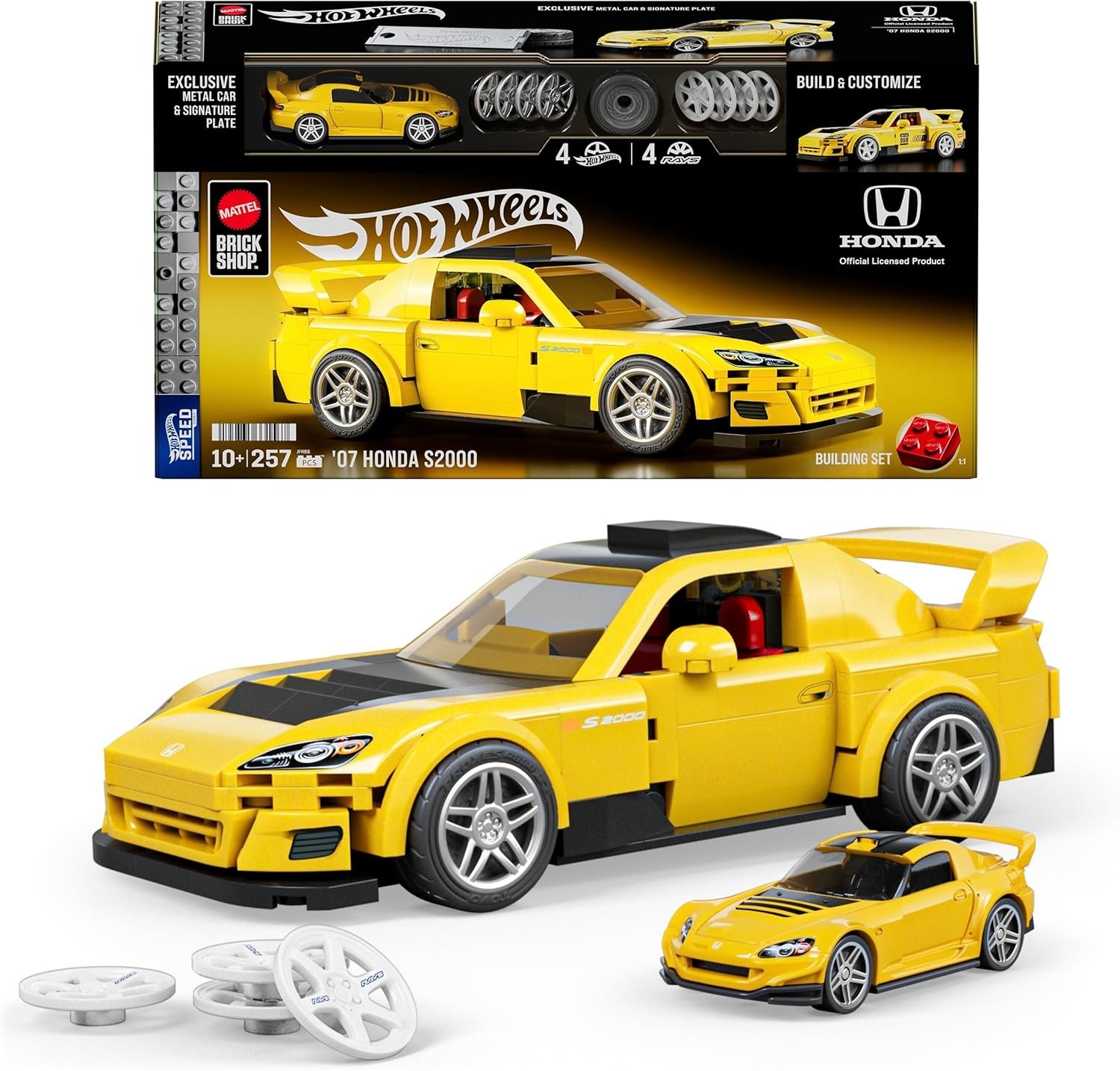 NEW! HOT WHEELS Mattel Brick Shop Yellow ’07 Honda S2000 CR Unopened MINT 1:64