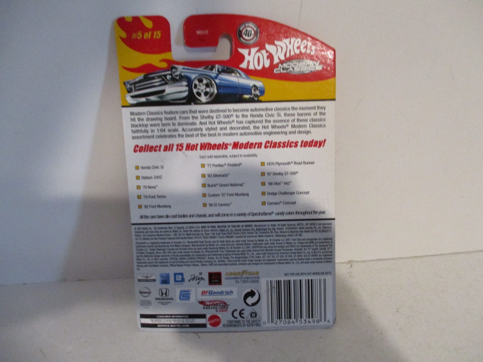 Hot Wheels Modern Classics #5 1992 Ford Mustang Blue 2007 MOC