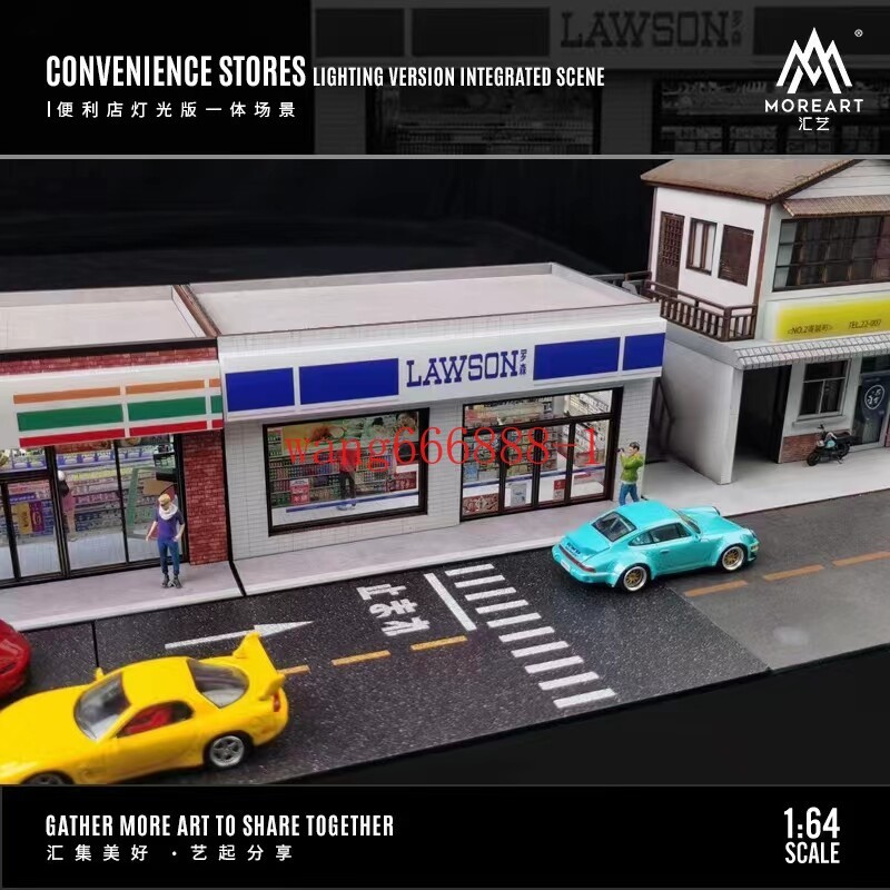 1:64 Diorama LED Lighting Scene building Model Car Display Station Assembled