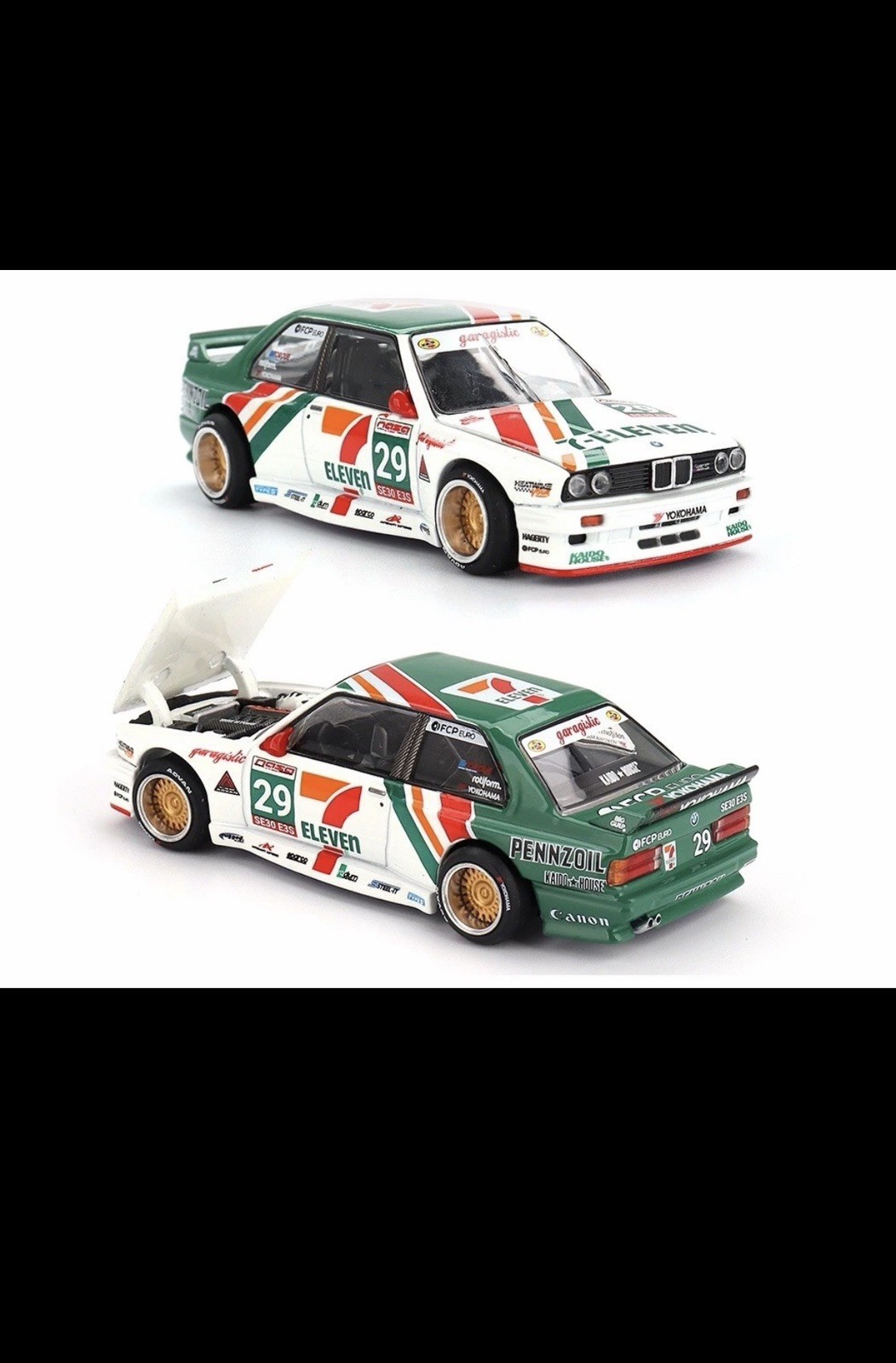 MINI GT x KAIDO HOUSE BMW M3 E30 7-ELEVEN KAIDO WORKS LARRY CHEN V1 1/64 KHMG217