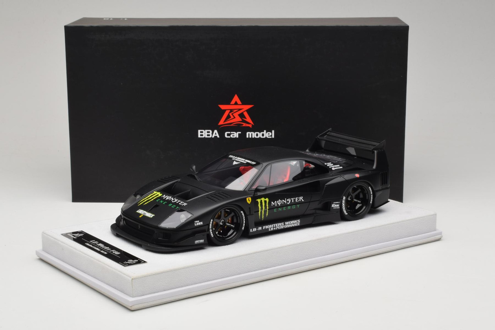 Ferrari F40 LB Works Monster Energy Matt Black 1:18 BBA | REMC026