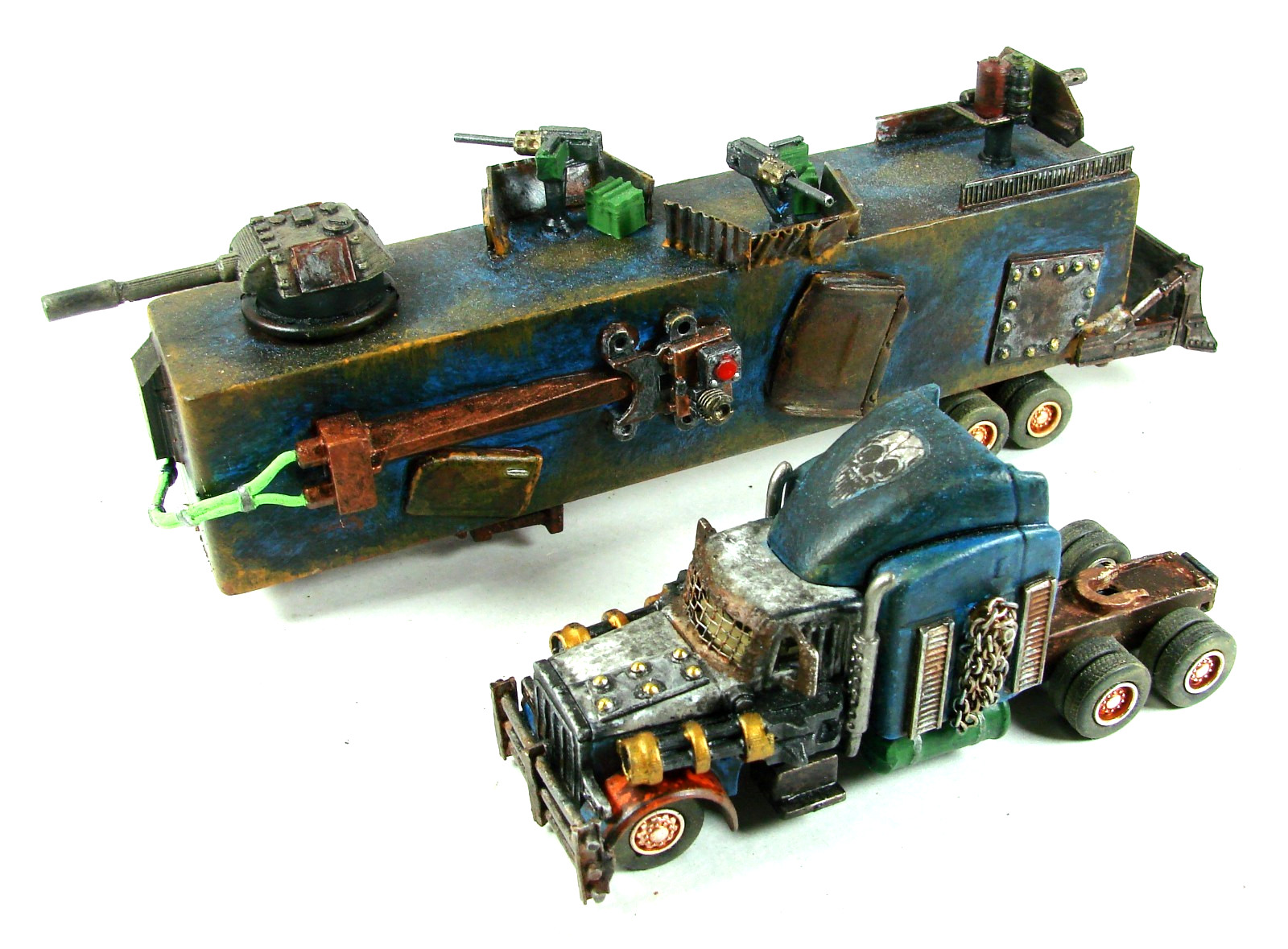 Gaslands Peterbuilt 379 War Rig Custom White Rose Diecast 1/80 Mad Max Blue