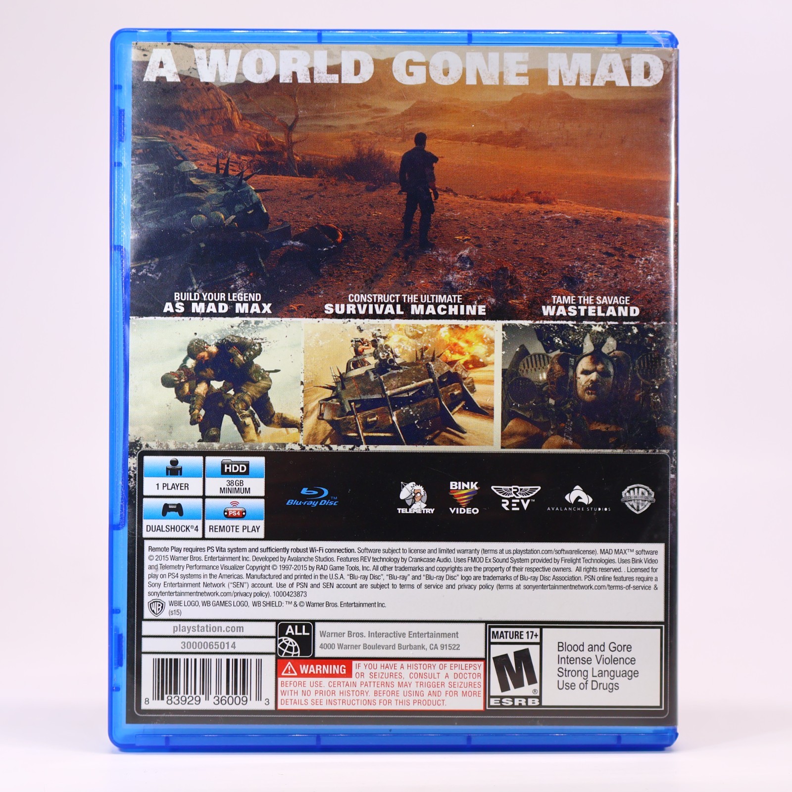 Mad Max Collectible Vehicle Exclusive & Mad Max (PS4) CIB – Auth Good Cond