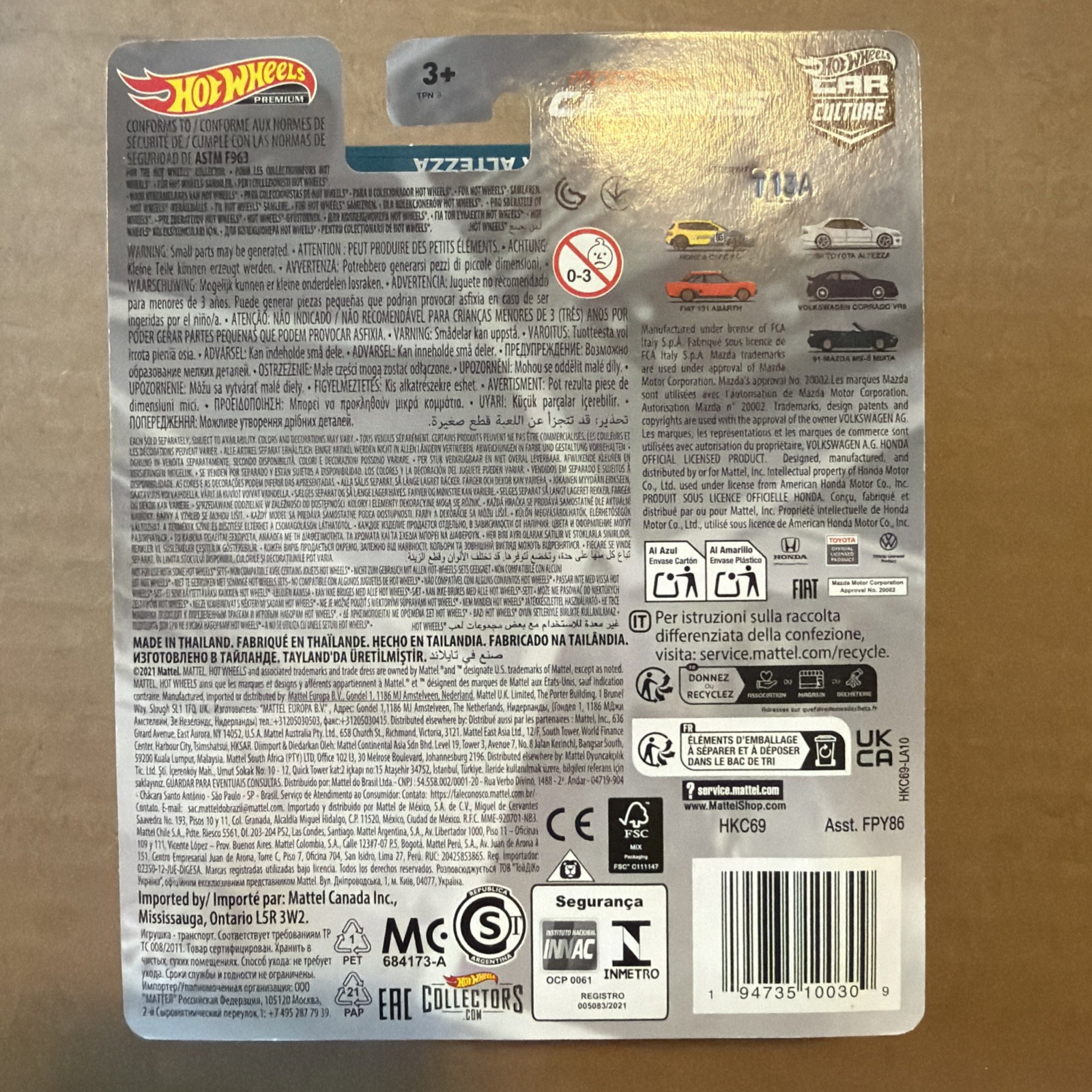 Hot Wheels Premium Modern Classics 0/5 ’98 Toyota Altezza Chase & Reg 2 Car Lot