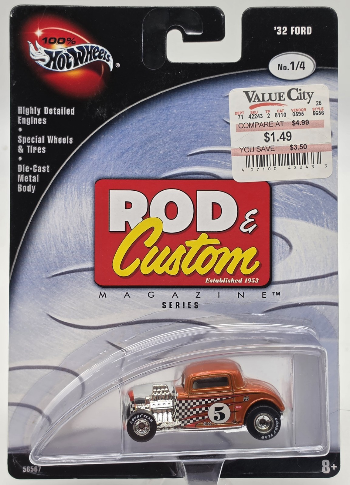 HOT WHEELS 100% PREFERRED ROD & CUSTOM MAGAZINE SERIES ’32 FORD #1/4 REAL RIDERS