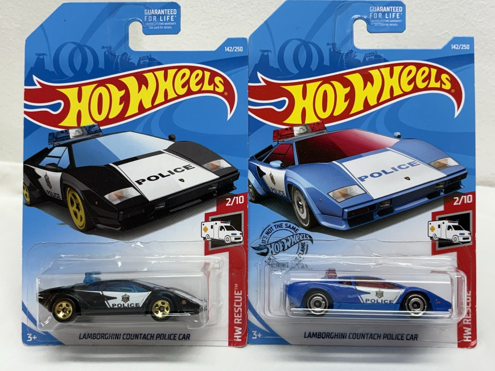 Hot Wheels Police ~ Lamborghini Countach ~ Includes 2 Variations ~ Black & Blue