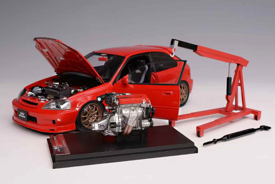 1/18 MOTORHELIX Honda CIVIC Type R EK9 MUGEN POWER Red Diecast Model Car