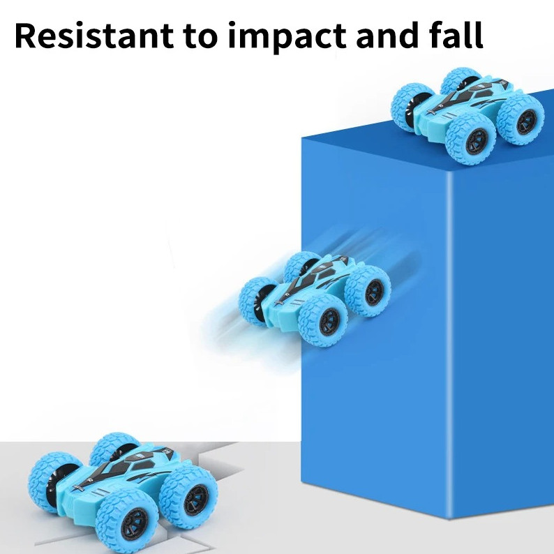 1 pc Pull Back Double-Sided Stunt Car Inertia Toy Shatter-Proof Vehicle for Kids